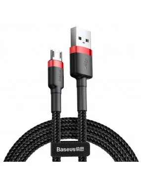 Kabelis USB A - micro USB BASEUS CAMKLF-B91 (1.0m, QC3.0, nailoninis, raudonas/juodas)